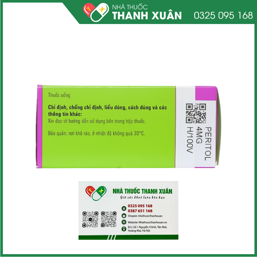 Peritol 4mg trị dị ứng, đau đầu (10 vỉ x 10 viên)